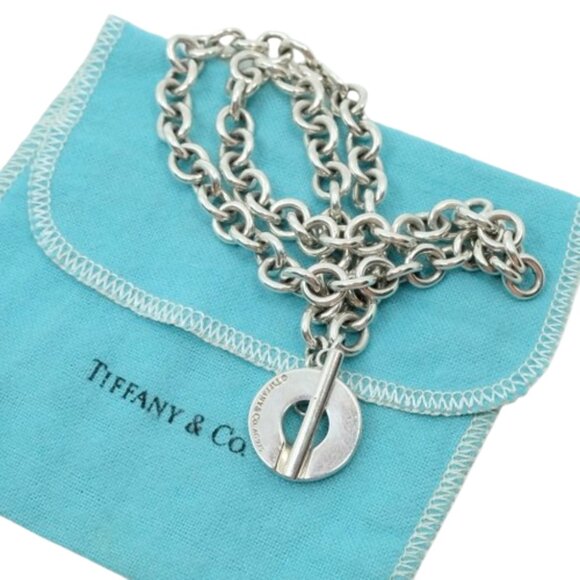 TIFFANY & CO~1837 T&C 925~STERLING SILVER HEAVY CHAIN LINK NECKLACE TOGGLE CLASP - Picture 2 of 10